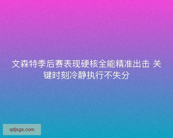 文森特季后赛表现硬核全能精准出击 关键时刻冷静执行不失分