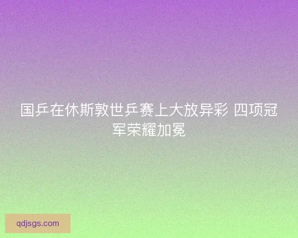 国乒在休斯敦世乒赛上大放异彩 四项冠军荣耀加冕